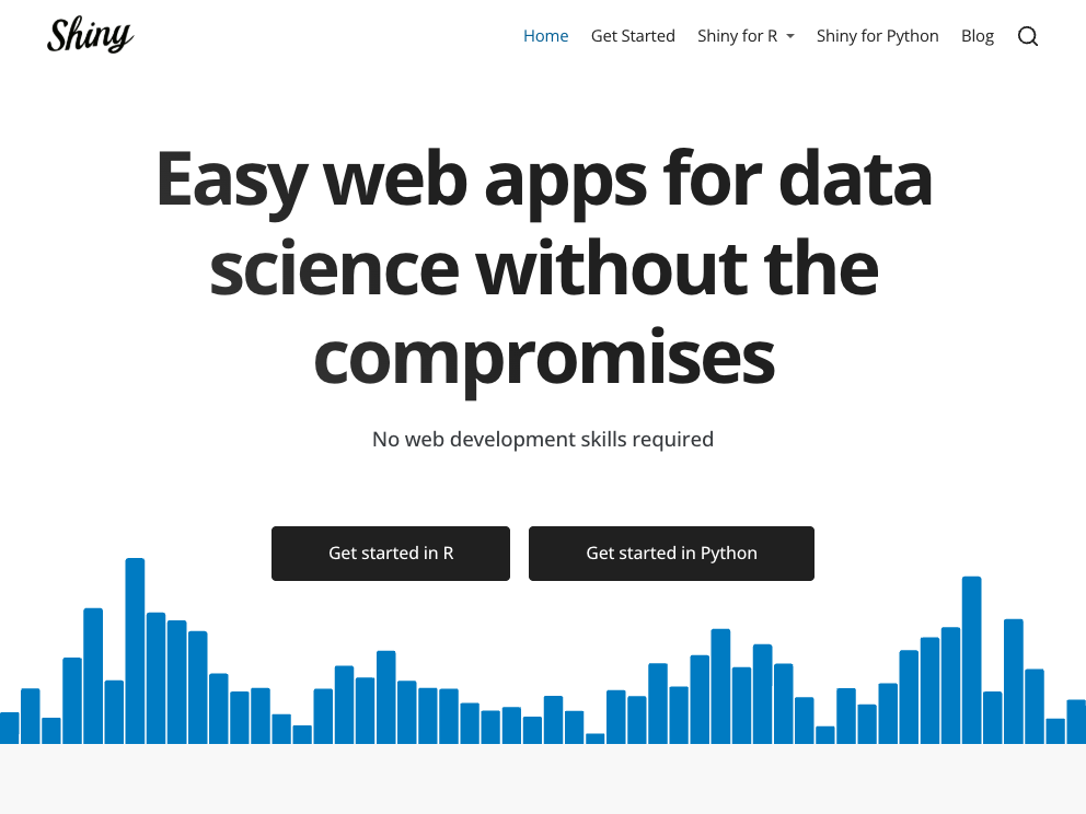 A screenshot of the Shiny website.